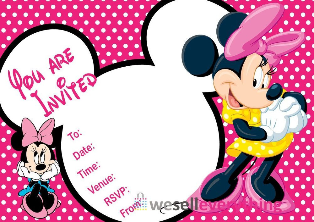 Minnie Mouse Birthday Invitations Printable
 20 MINNIE MOUSE PARTY INVITATIONS KIDS CHILDREN"S INVITES