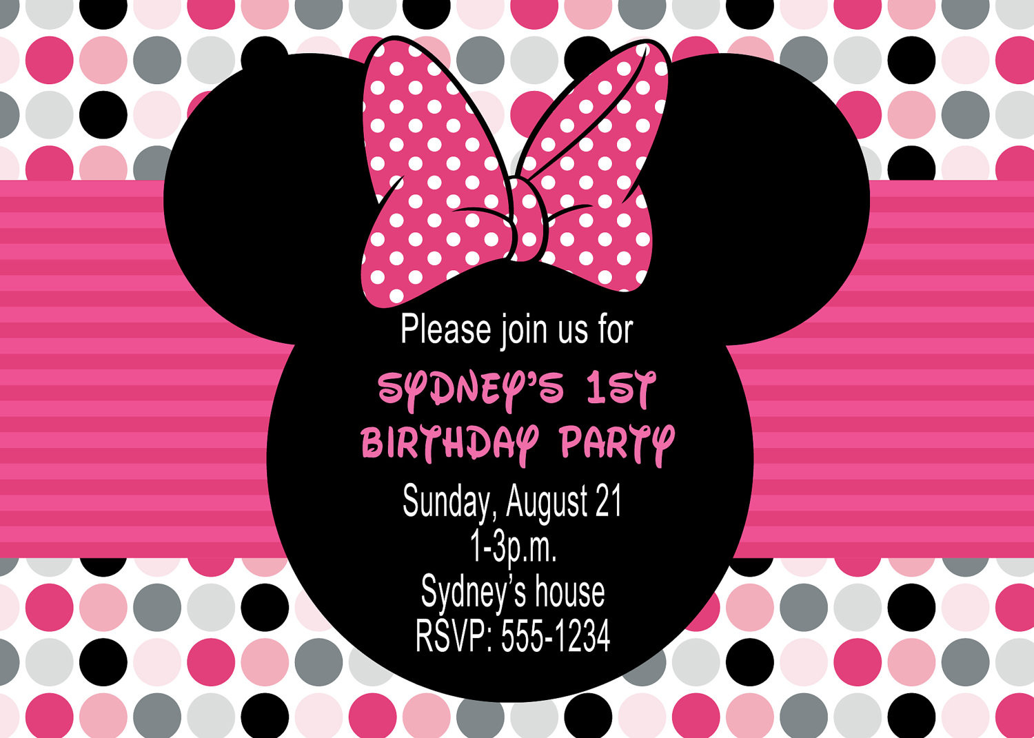 Minnie Mouse Custom Birthday Invitations
 Minnie Mouse Birthday Party Invitations