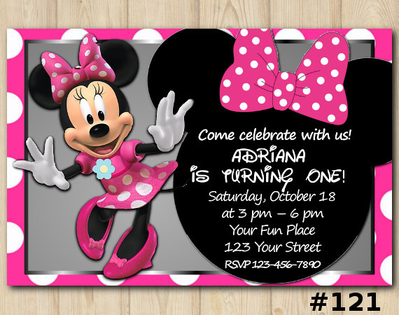 Minnie Mouse Custom Birthday Invitations
 Minnie Mouse Birthday Invitation Minnie Mouse Invitation