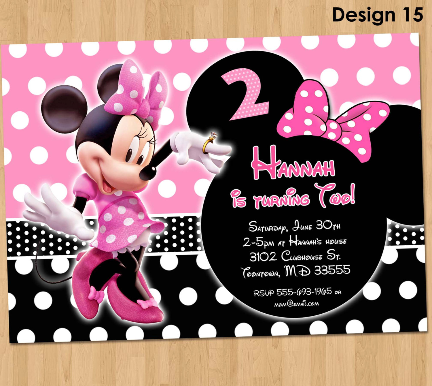 Minnie Mouse Custom Birthday Invitations
 Minnie Mouse Invitation Minnie Mouse Birthday Invitation