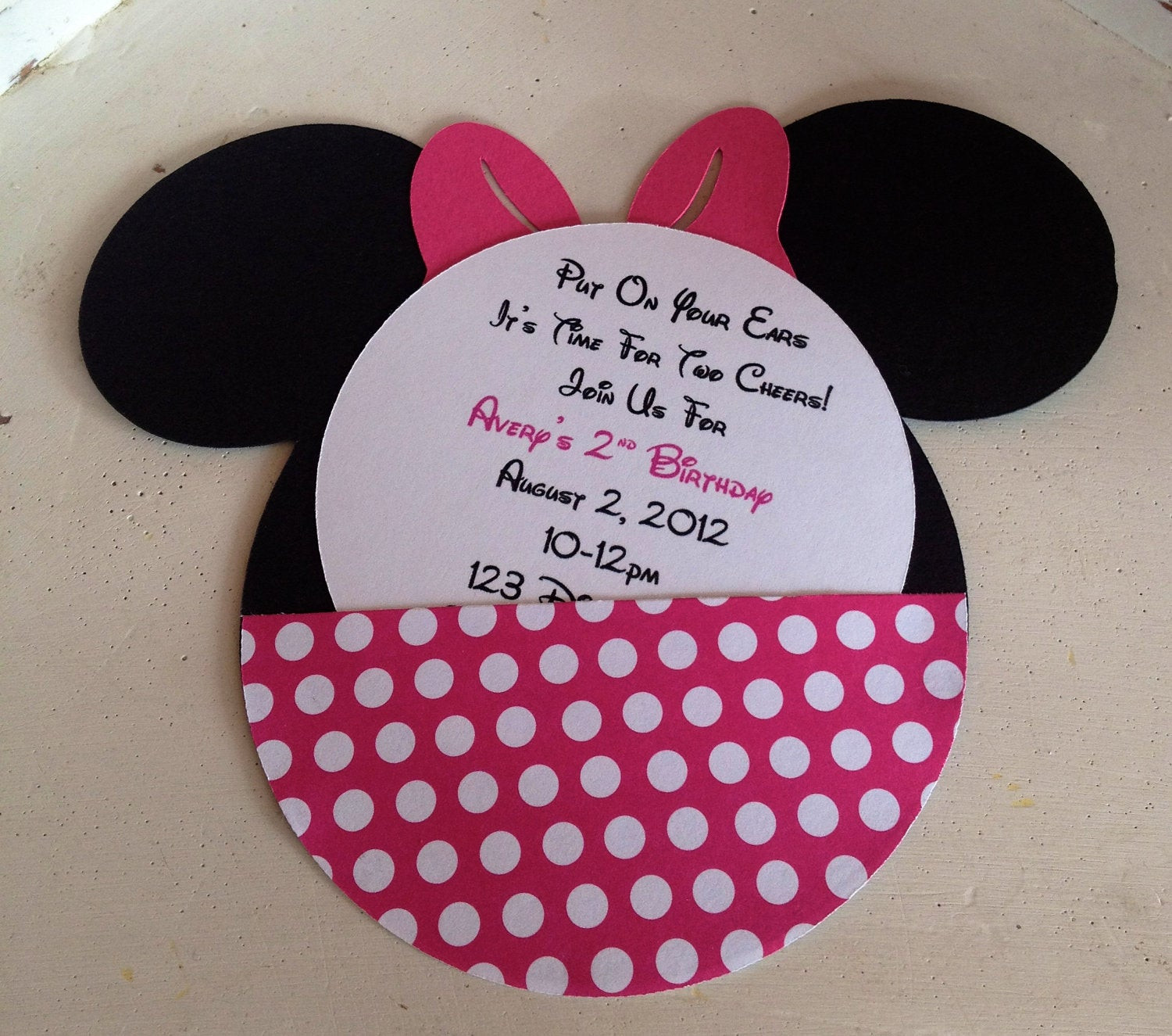 Minnie Mouse Custom Birthday Invitations
 Handmade Custom Hot Pink Minnie Mouse Birthday Invitations