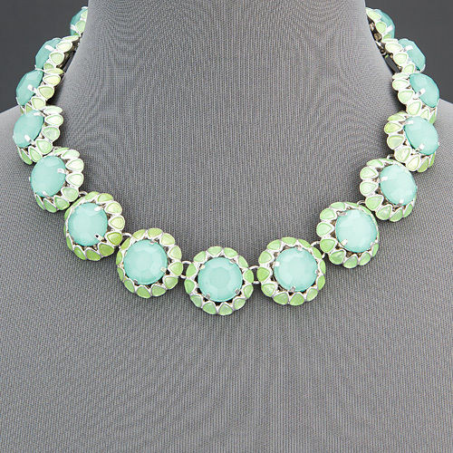 Mint Green Necklace
 Silver Finish Mint Green Stone Statement Necklace