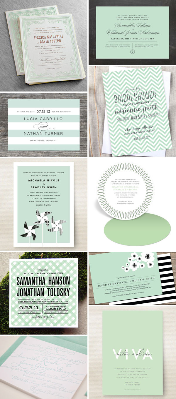 Mint Green Wedding Invitations
 Wedding Invitation Color Trend Mint Green Invitation Crush