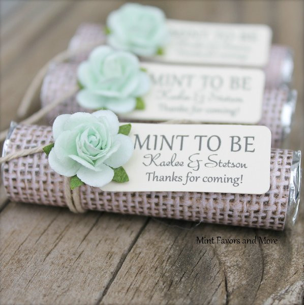 Mint To Be Wedding Favors DIY
 personalized wedding favors burlap wedding favors mint