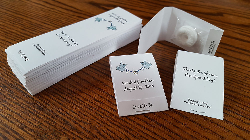 Mint To Be Wedding Favors DIY
 50 Personalized Wedding Party Favors Mint Matchbook Style