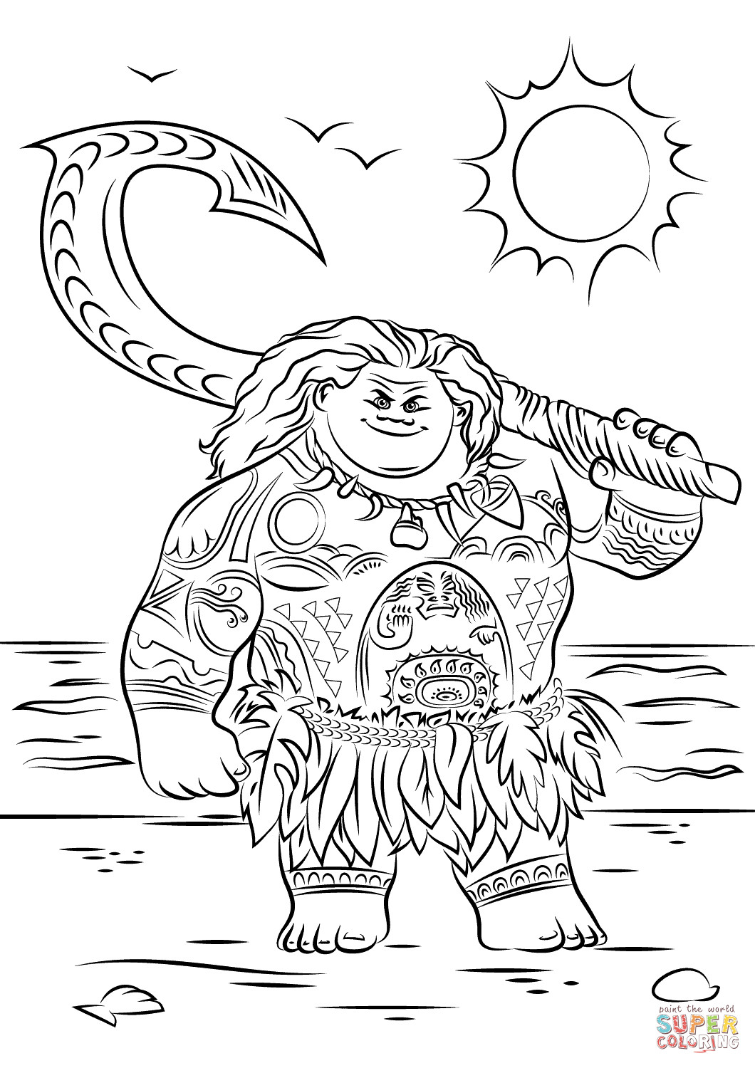 Moana Coloring Pages Printable
 Maui from Moana coloring page