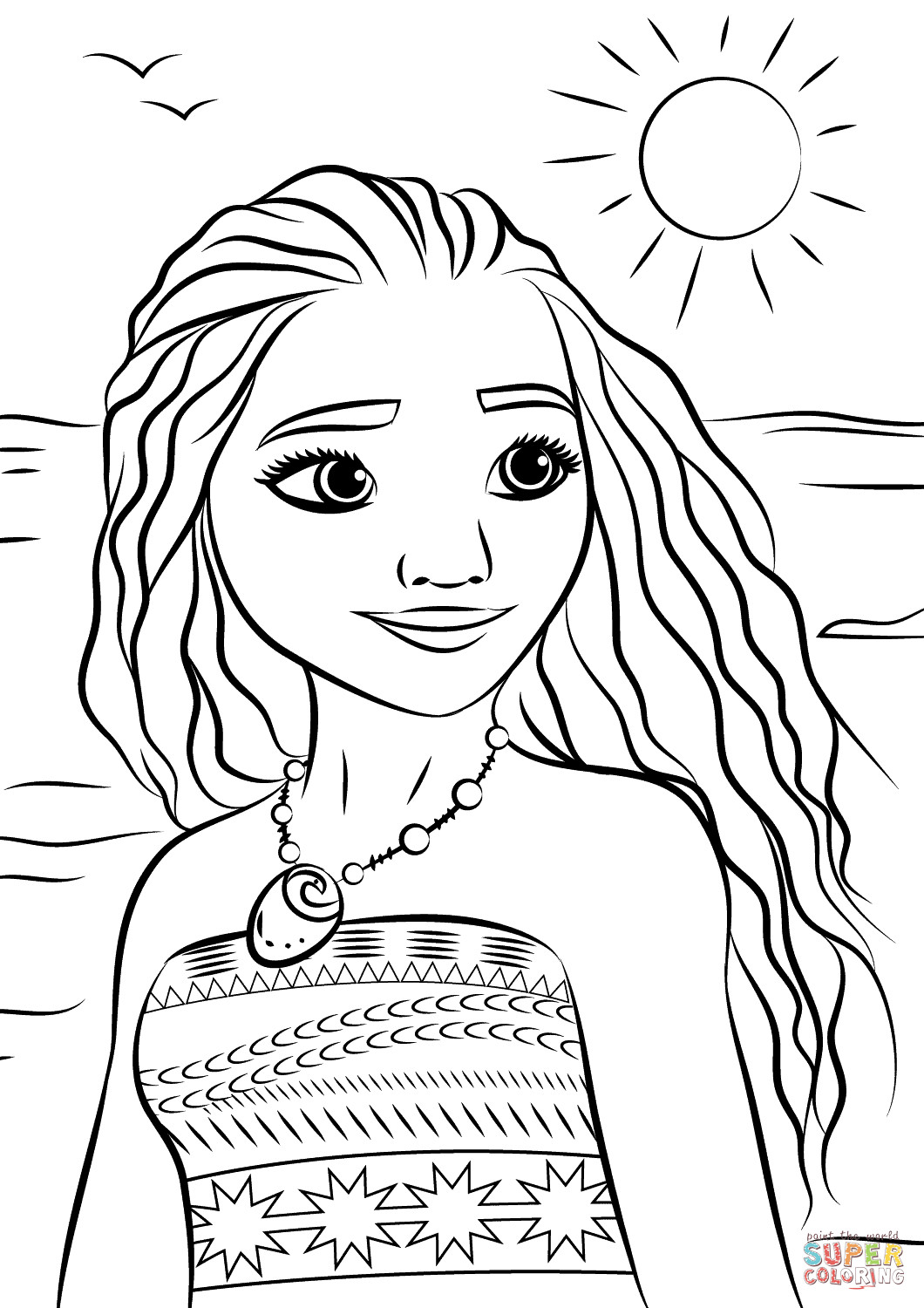 Moana Coloring Pages Printable
 Princess Moana Portrait coloring page
