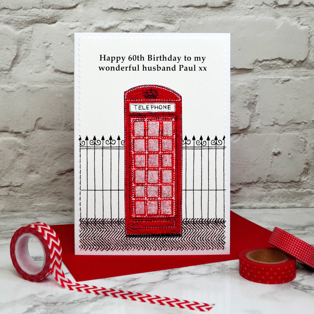 Mobile Birthday Cards
 telephone box personalised birthday card by jenny arnott
