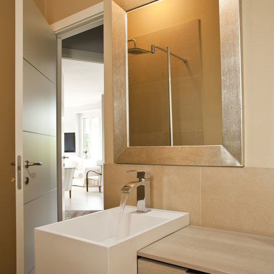 Modern Bathroom Mirror
 Custom golden silver framed bathroom mirror Contemporary