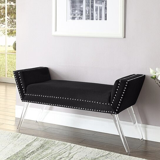 Modern Benches For Living Room
 Buy Dhyan Velvet Upholstered Bench Modern Acrylic Legs