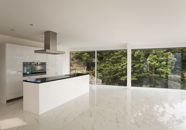 Modern Kitchen Tile Floors
 Kitchen Design With Calacatta Gold Marble Floor Tiles