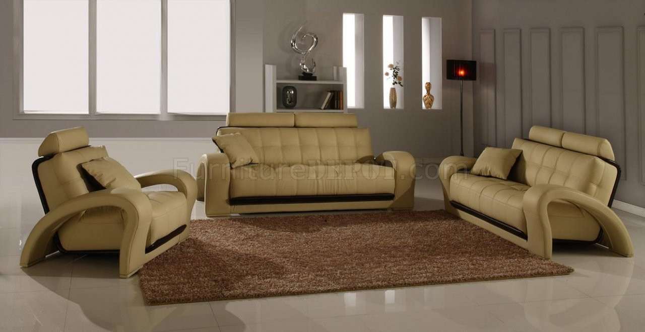 Modern Living Room Sets
 Leather Modern Living Room Set 4Pc Bentley Beige BN B201