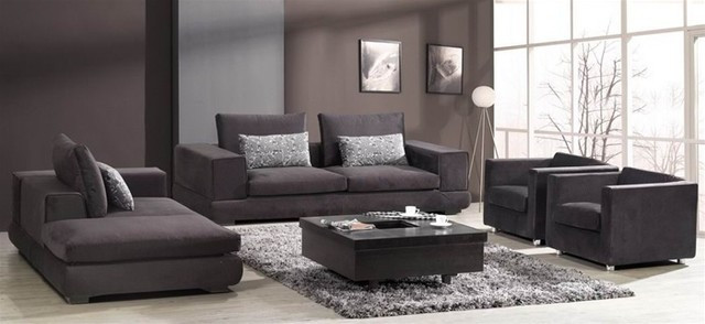 Modern Living Room Sets
 Barnile 4 Pieced Microfiber Sofa Set Modern Living