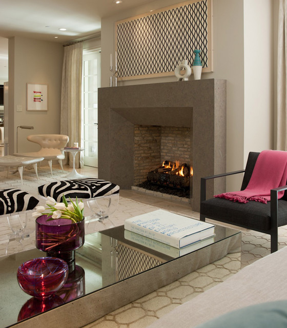 Modern Living Room With Fireplace
 Sleek Fireplace Design Contemporary Living Room San
