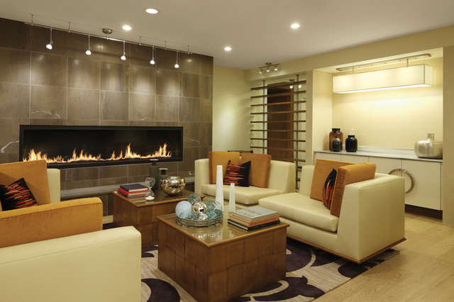 Modern Living Room With Fireplace
 7 Custom Gas Fireplace Contemporary Living Room