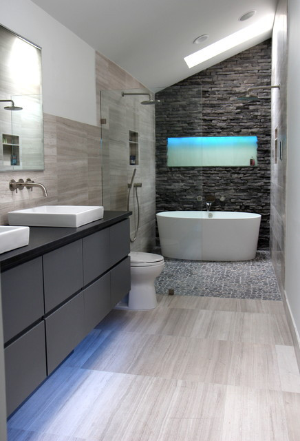 Modern Master Bathroom Ideas
 Cool Gray Contemporary Bathroom atlanta by Change