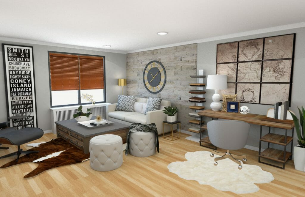 Modern Rustic Living Room
 Before & After Modern Rustic Living Room Design line