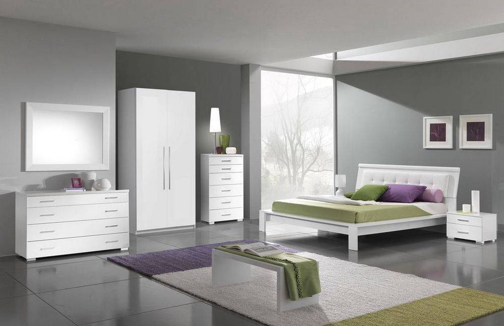 Modern White Bedroom Set
 Italian White Modern Bedroom Set QUEEN