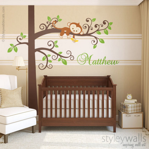 Monkey Baby Room Decor
 Monkey Wall Decal Jungle Tree Personalized Nursery Baby