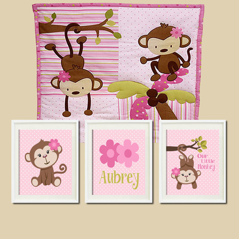 Monkey Baby Room Decor
 Girl MONKEY Nursery Art Personalized Name by LovelyFaceDesigns