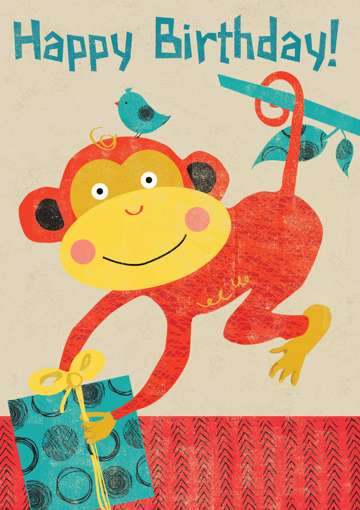 Monkey Birthday Cards
 retro monkey birthday card by rocket 68