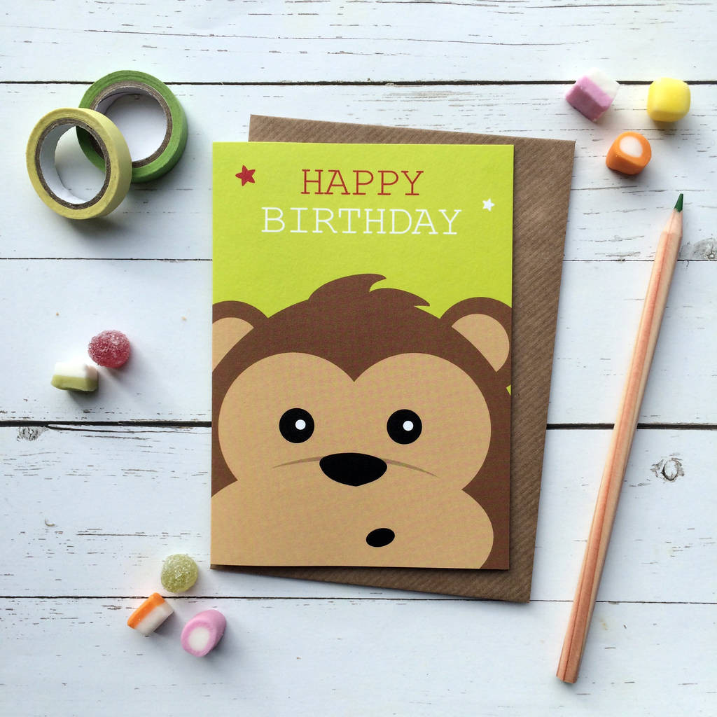 Monkey Birthday Cards
 cute monkey birthday card by aliroo