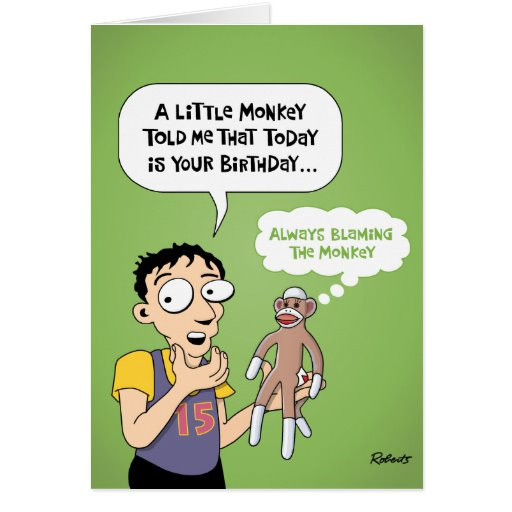 Monkey Birthday Cards
 Cartoon Sock Monkey Birthday Card