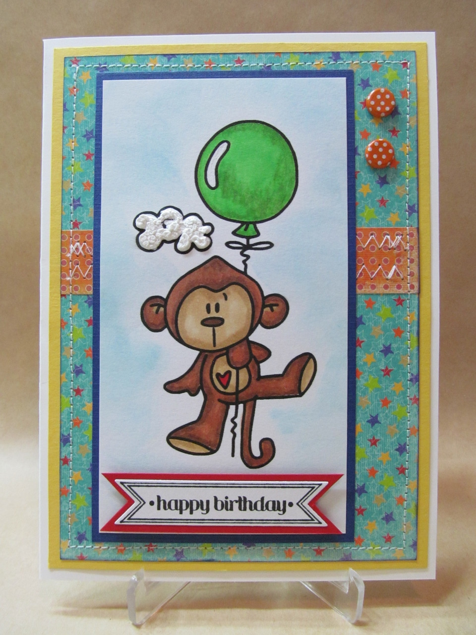 Monkey Birthday Cards
 Savvy Handmade Cards Balloon Monkey Birthday Card