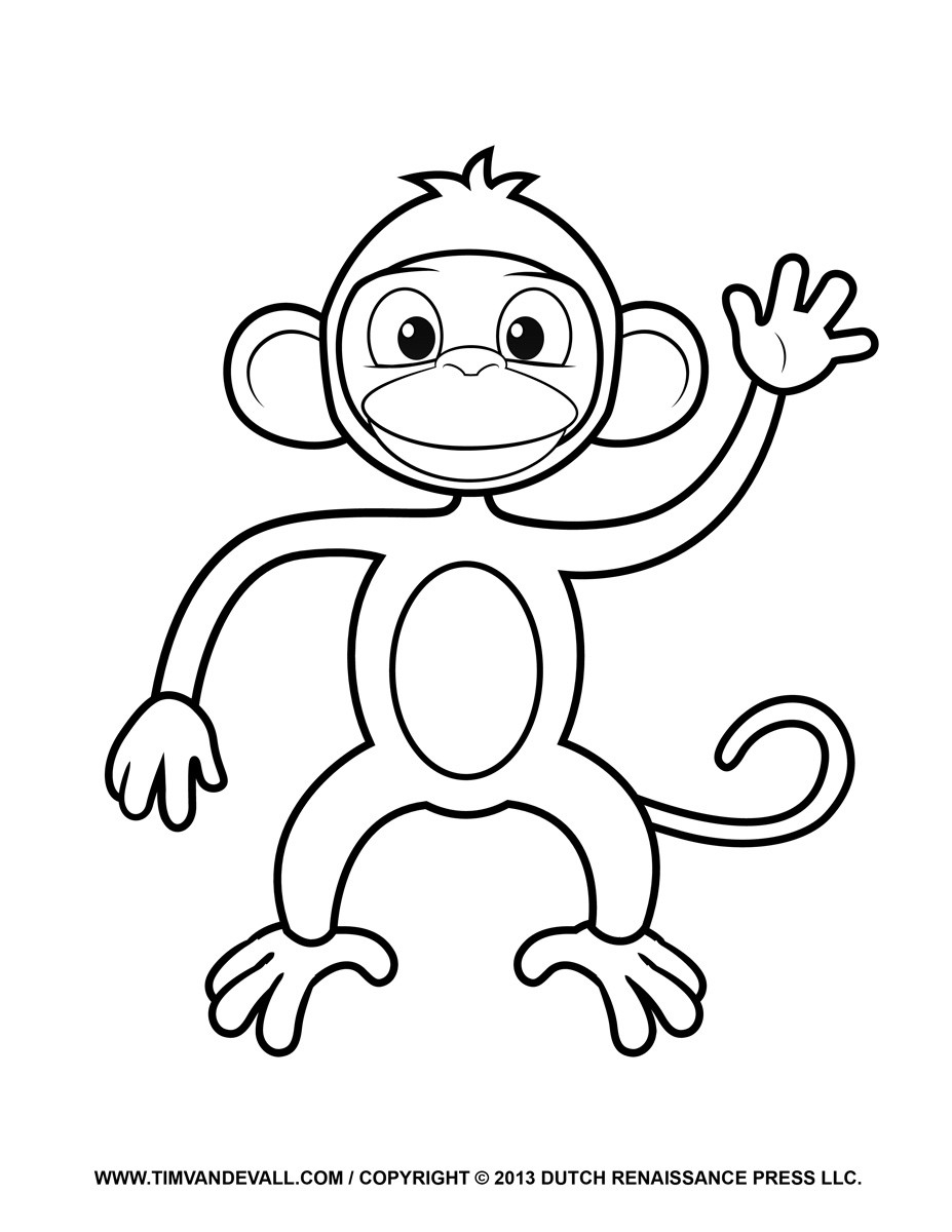 Monkey Coloring Pages For Kids
 Printable Monkey Clipart Coloring Pages Cartoon & Crafts