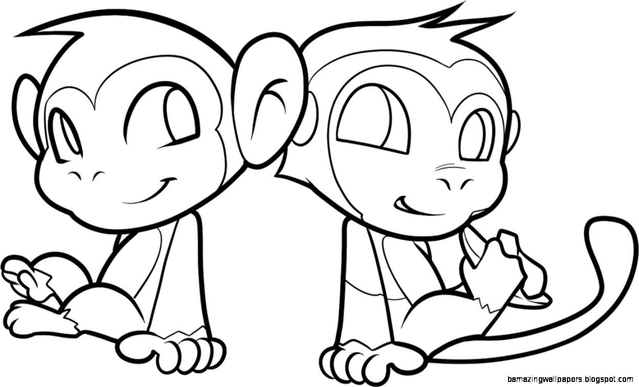 Monkey Coloring Pages For Kids
 Cute Baby Monkeys To Draw