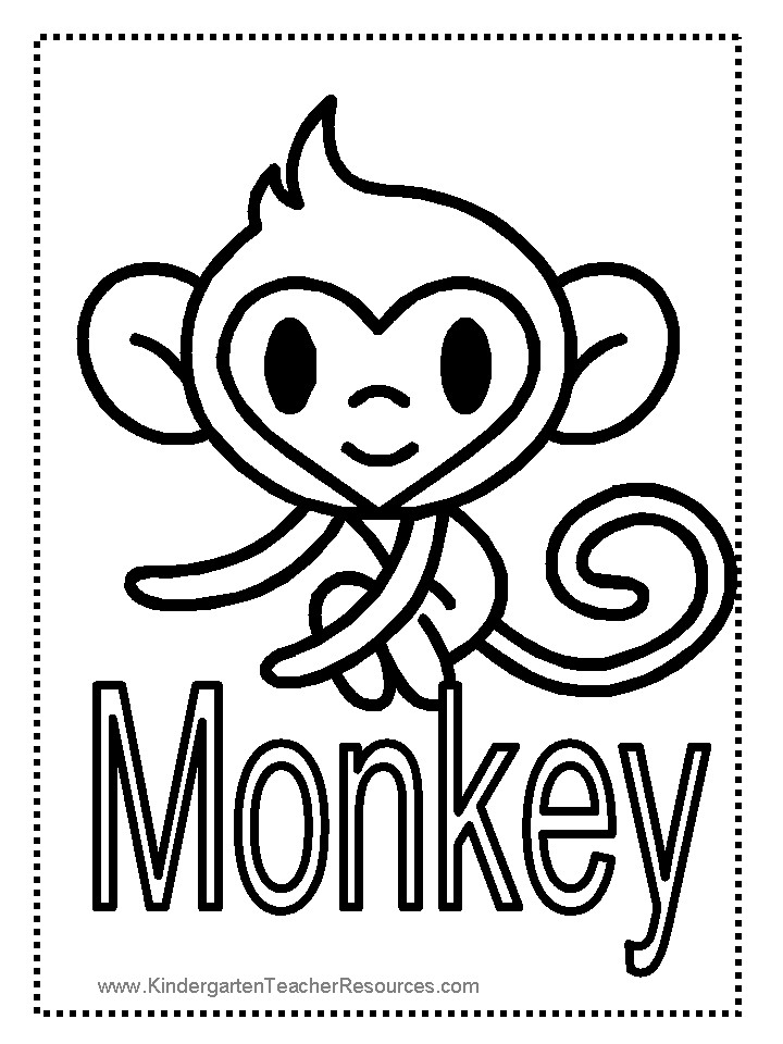 Monkey Coloring Pages For Kids
 Monkey Worksheets and Coloring Pages