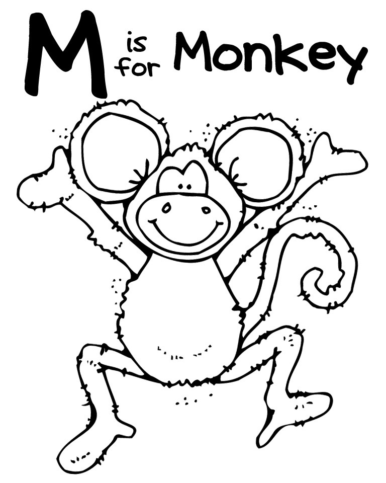 Monkey Printable Coloring Pages
 We Love Being Moms Letter M Monkey
