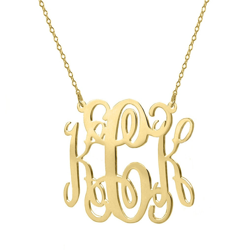 Monogram Necklace Gold
 Gold monogram necklace 18k gold plated pendant by