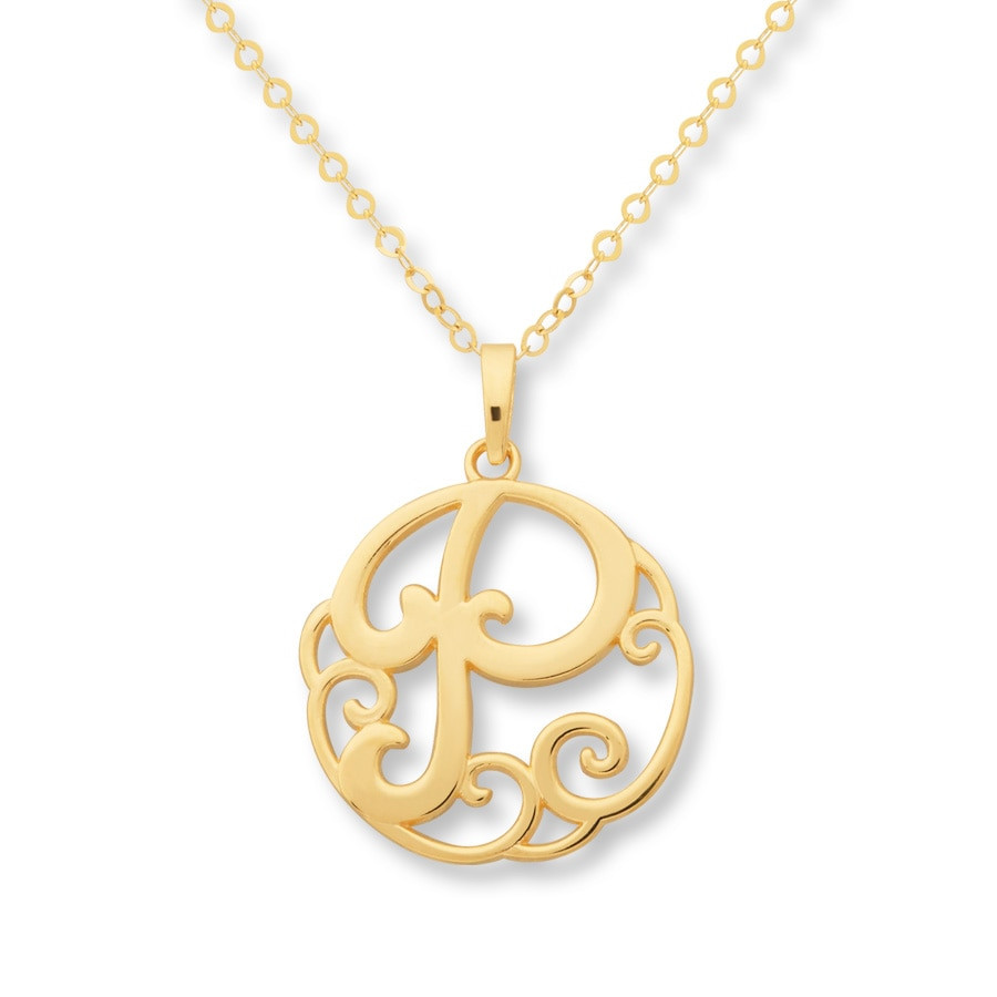 Monogram Necklace Gold
 Monogram Necklace Initial "P" 14K Yellow Gold