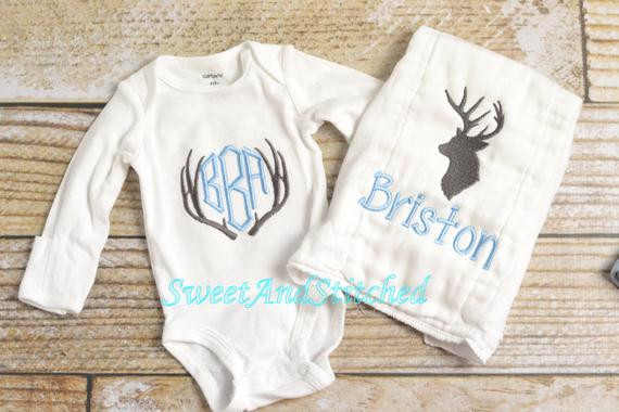 Monogrammed Baby Boy Gifts
 Personalized baby boy t set monogrammed hunting outfit