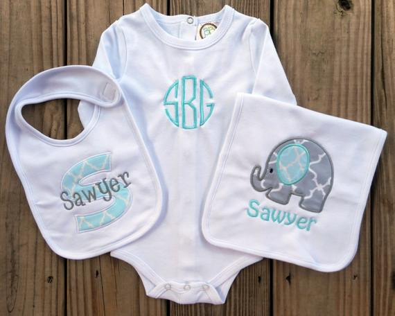 Monogrammed Baby Boy Gifts
 Monogrammed Baby Boy Gift Set Personalized Bib by