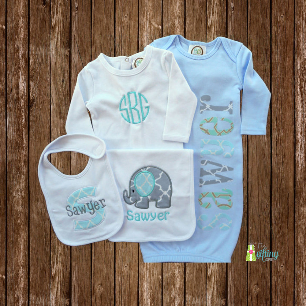 Monogrammed Baby Boy Gifts
 Monogrammed Baby Boy Gift Set Personalized Bib Burp Cloth