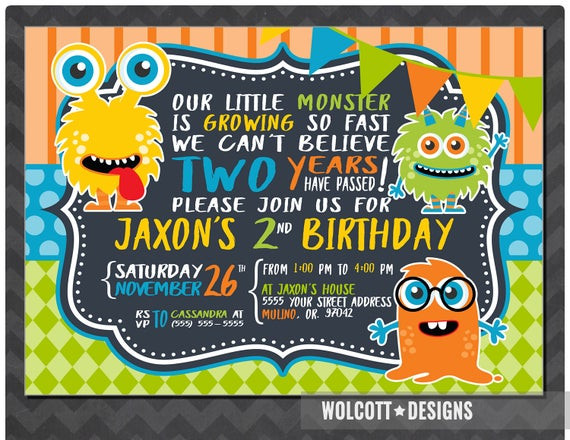 Monster Birthday Invitations
 Little Monster Birthday Invitation Boy or Girl Birthday Party
