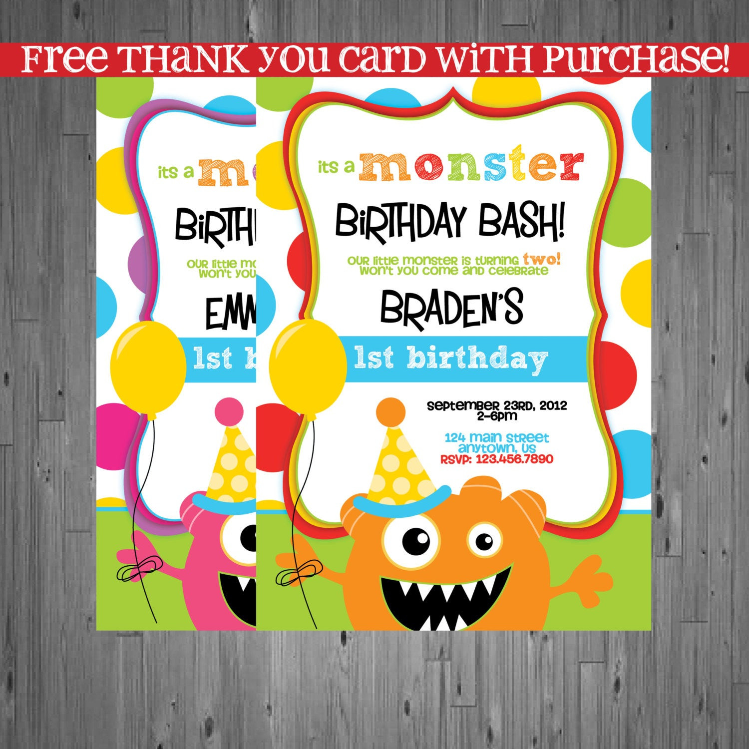 Monster Birthday Invitations
 monster Birthday Invitation first birthday by AbbyReeseDesign