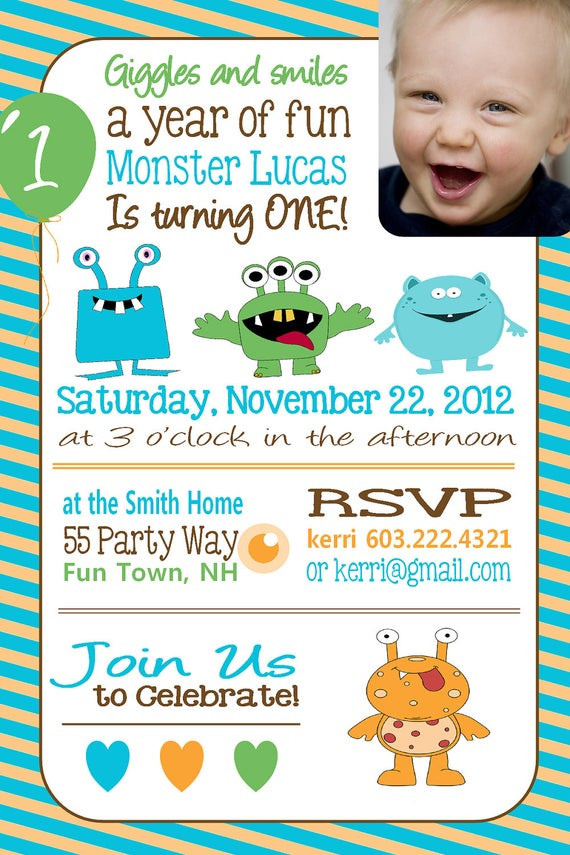 Monster Birthday Invitations
 Monster Birthday Invitation First Birthday Monster Party