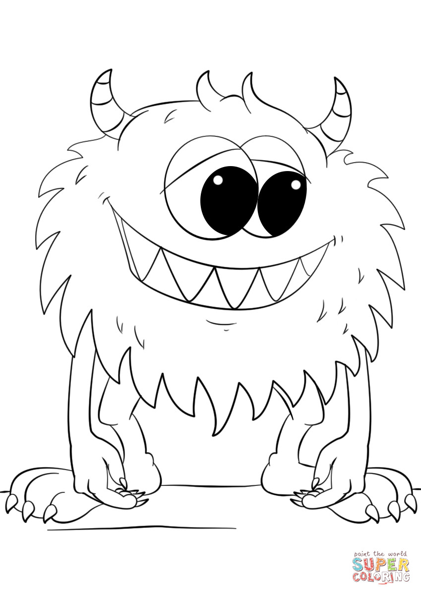 Monster Coloring Pages Printable
 Cute Cartoon Monster coloring page