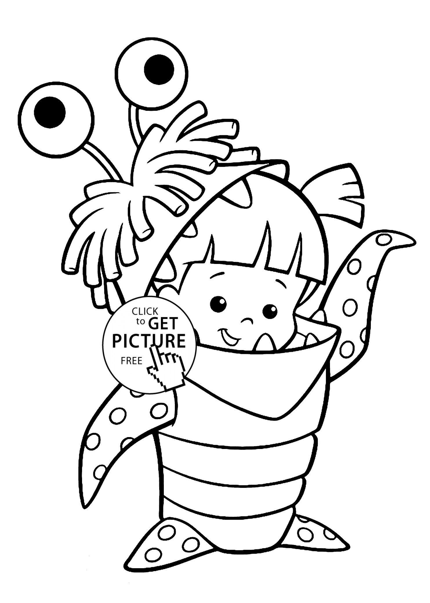 Monster Coloring Pages Printable
 Boo costume Monster Inc coloring pages for kids printable