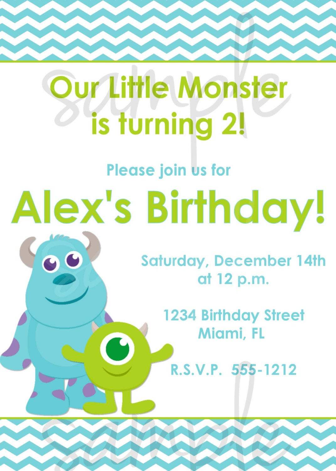 Monster Inc Birthday Invitations
 Monster Inc Birthday Invitation Inspired monsters inc