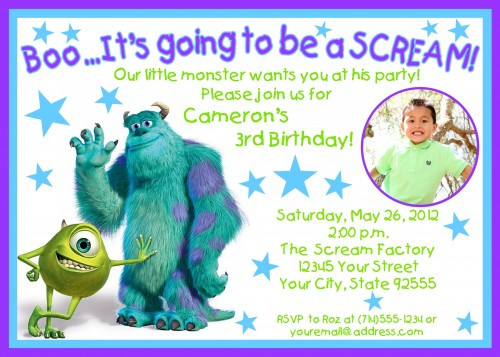 Monster Inc Birthday Invitations
 Monsters inc Birthday Invitations Ideas – Bagvania FREE