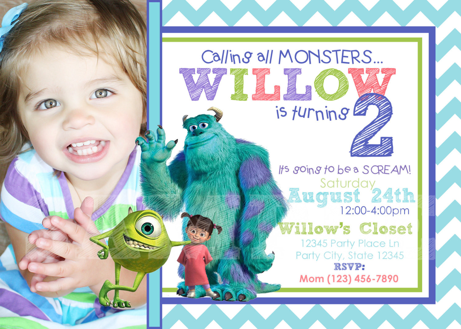 Monster Inc Birthday Invitations
 Etsy Your place to and sell all things handmade