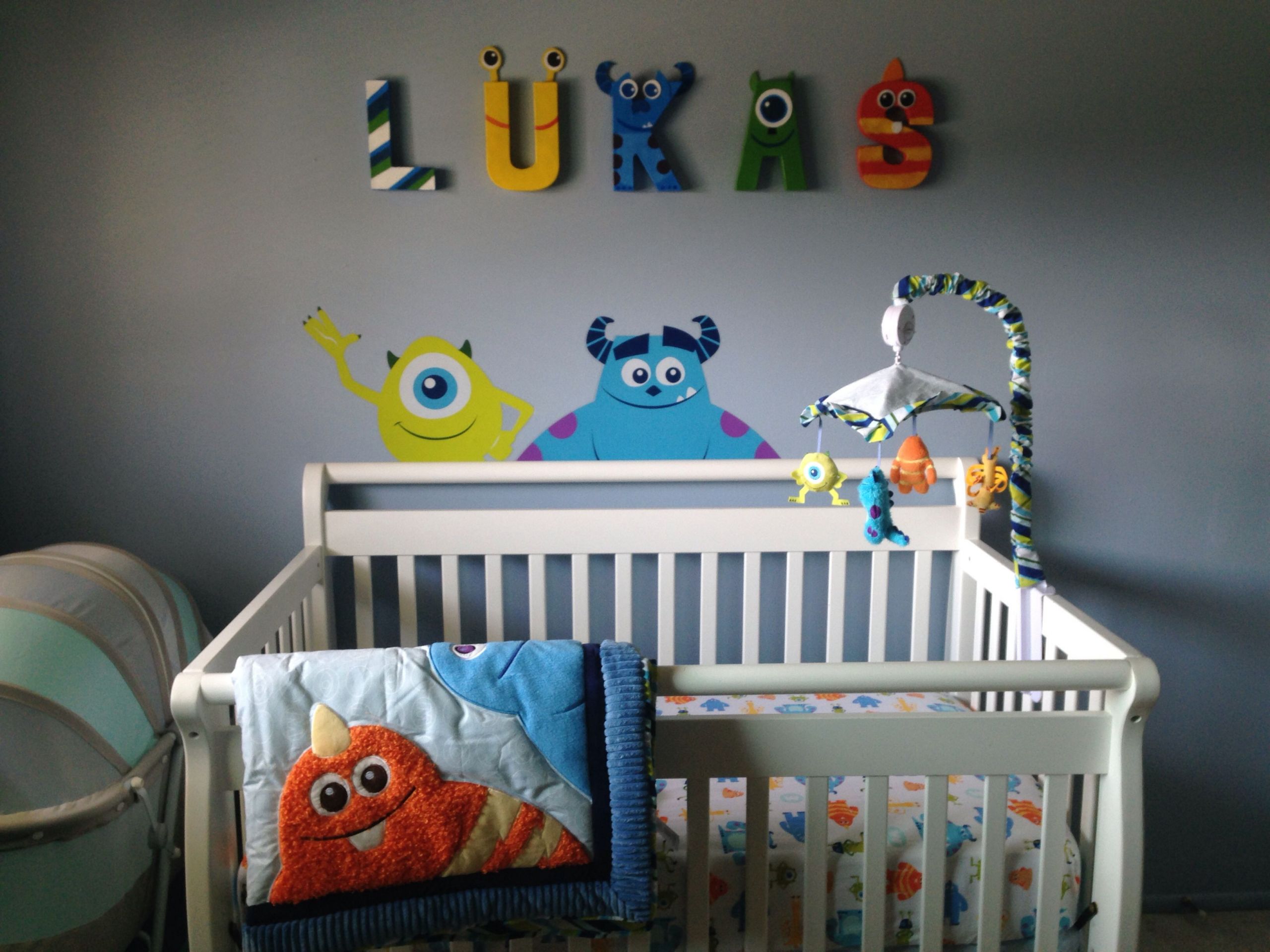 Monsters Inc Baby Decor
 Monsters inc nursery for Lukas Handmade letters labor