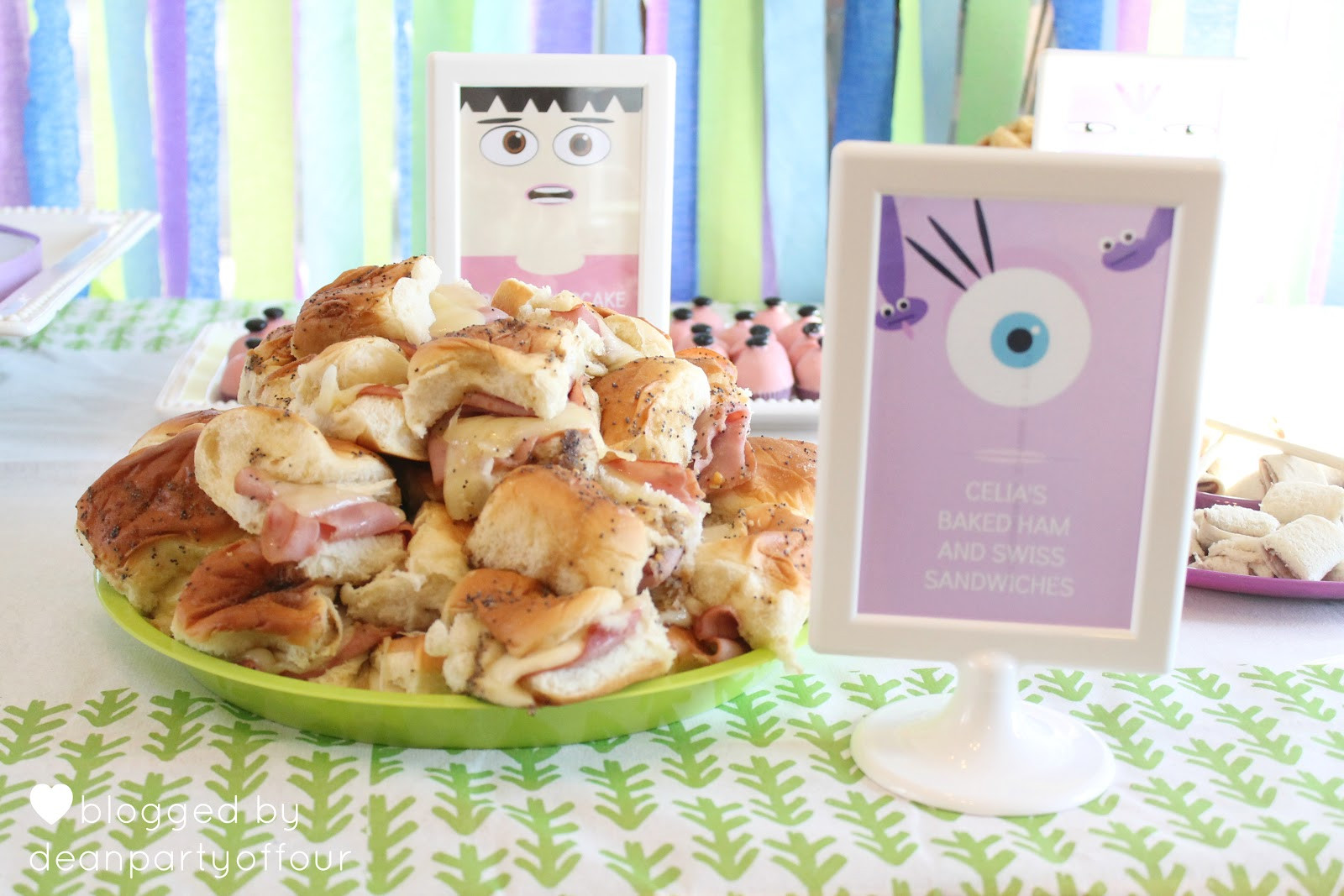 Monsters Inc Birthday Party Food Ideas
 Monster inc party food Cecilia s baked ham and Swiss