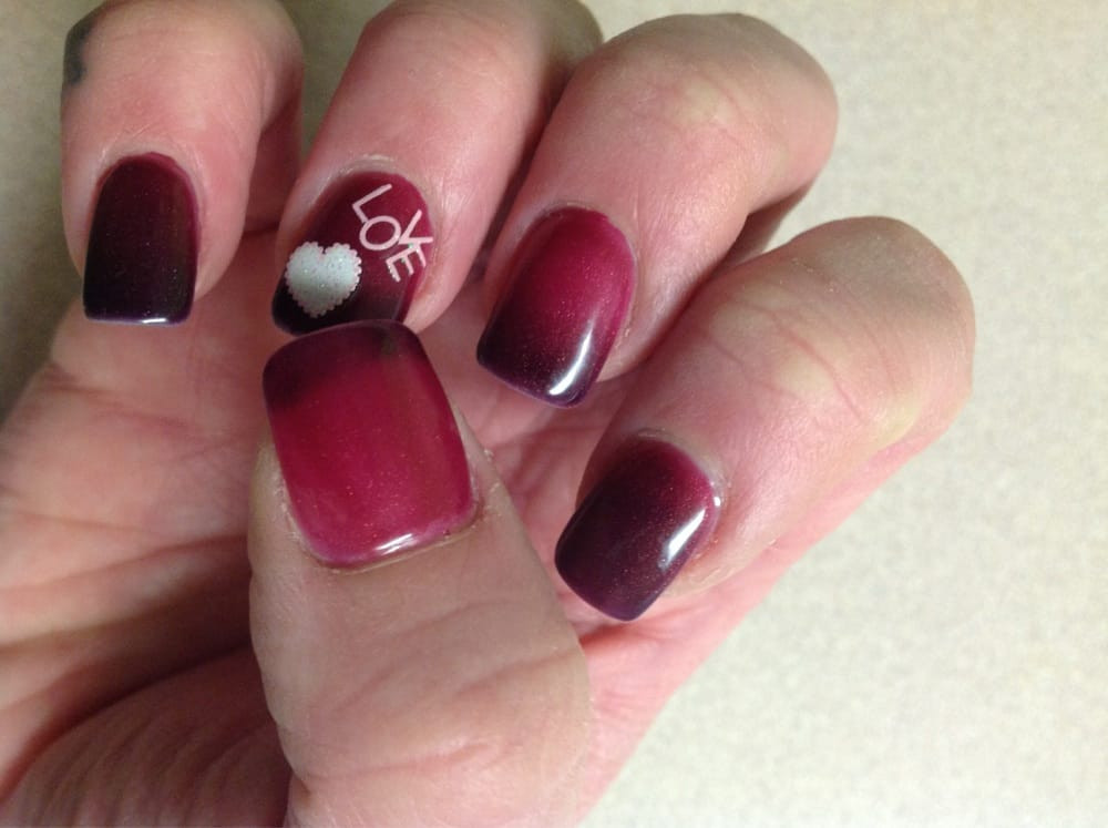 Mood Nail Designs
 Acrylic nails by Tina mood changing polish with heart