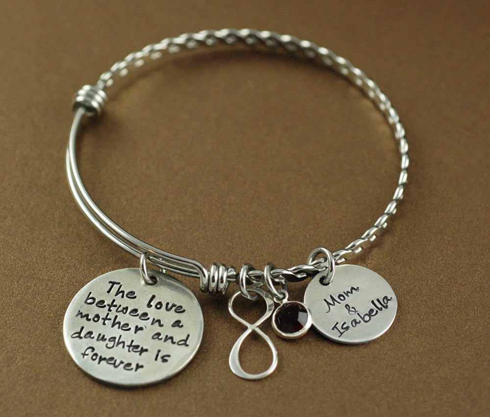 Mother Daughter Bracelet
 Mother & Daughter Bracelet Infinity Bangle by AnnieReh on Etsy