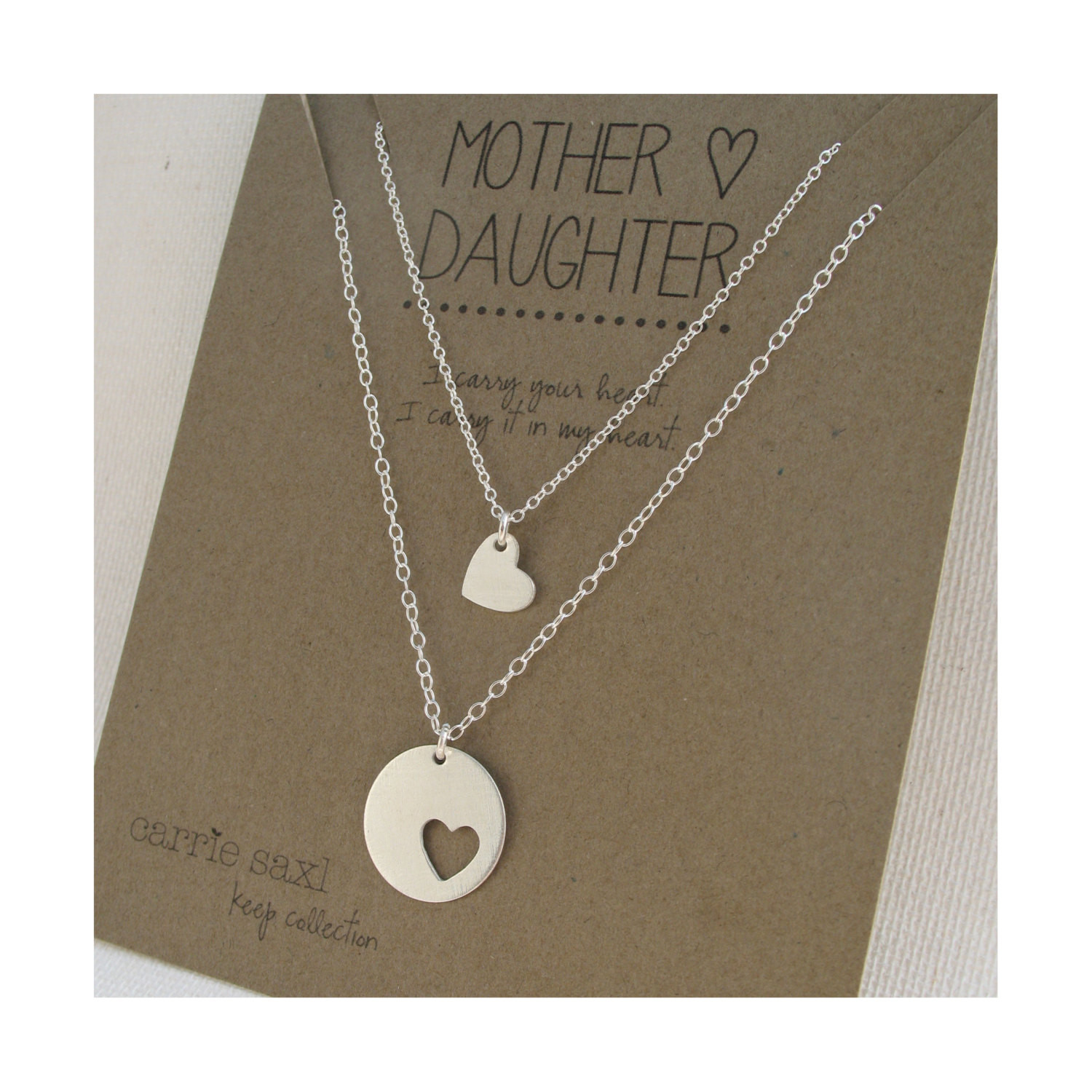 Mother Daughter Necklace Set
 Mother Daughter Necklace Set hearts necklace by carriesaxl